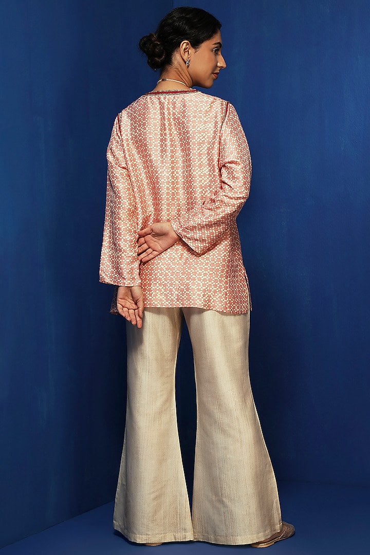 Off-White Cotton Viscose Bell-Bottom Pants by Krishna Mehta at Pernia's Pop Up Shop