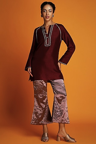 Buy Burgundy Tunic for Women Online from India's Luxury Designers 2023