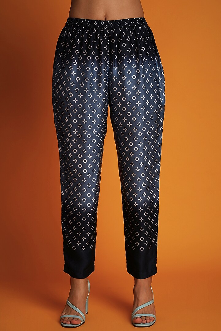 Indigo Modal Hand-Block Printed Ombre Tunic Set by Krishna Mehta at Pernia's Pop Up Shop