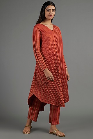 Rust Printed Pants by Krishna Mehta