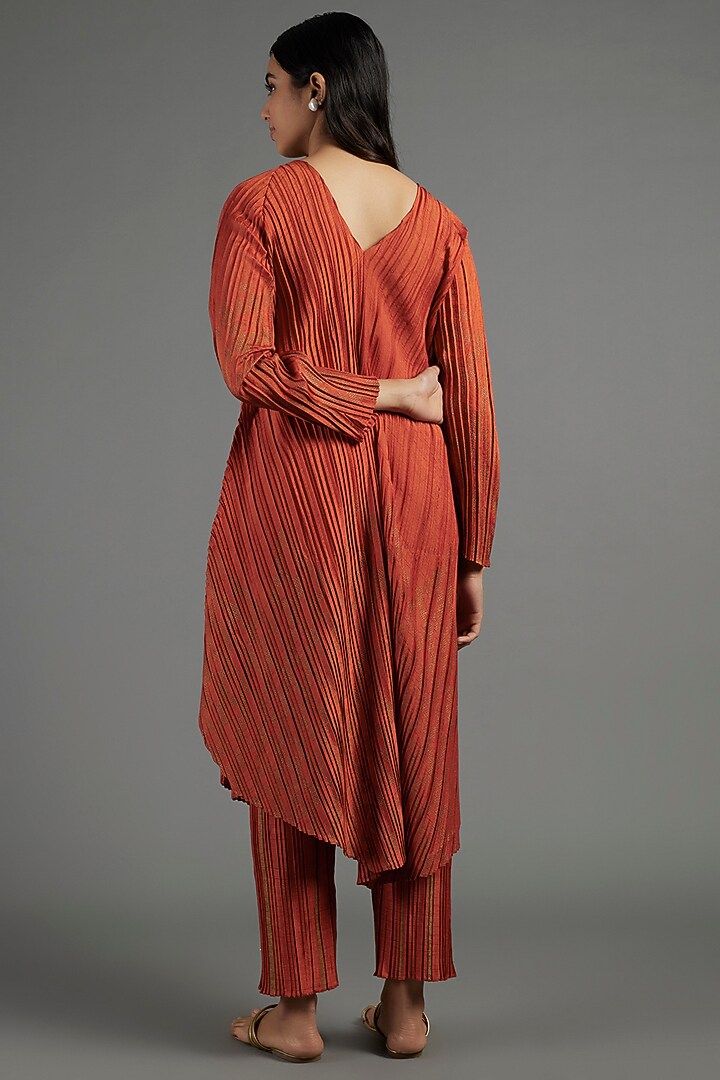 Rust Printed Pants by Krishna Mehta at Pernia's Pop Up Shop
