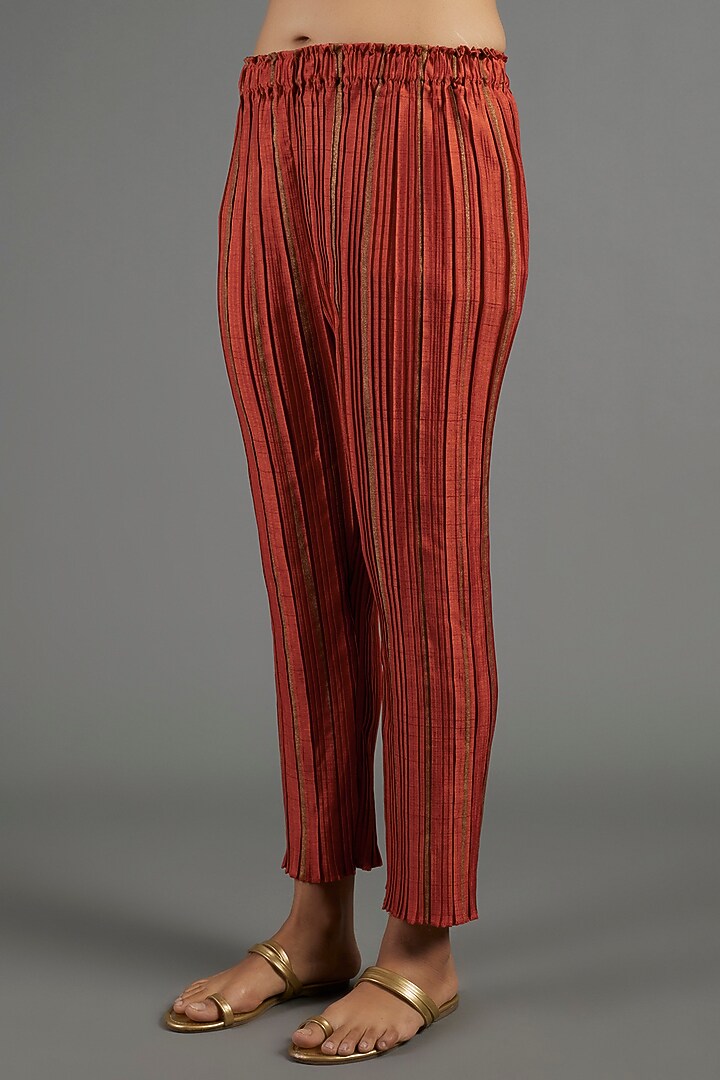 Rust Printed Pants by Krishna Mehta at Pernia's Pop Up Shop