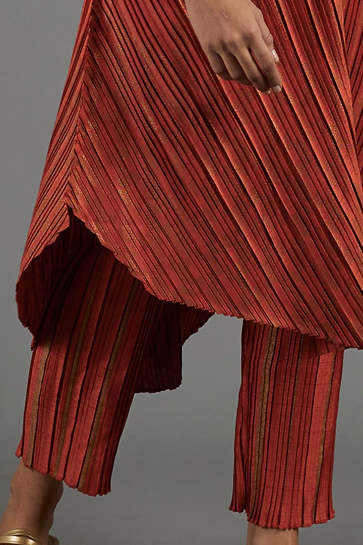Rust Printed Pants by Krishna Mehta at Pernia's Pop Up Shop