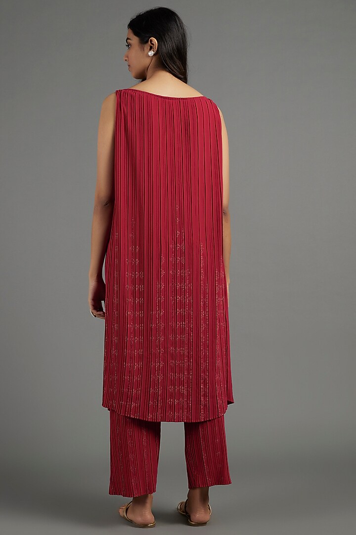 Red Printed Pants by Krishna Mehta at Pernia's Pop Up Shop