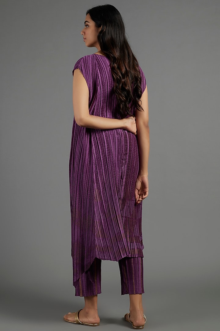 Purple Printed Pants by Krishna Mehta at Pernia's Pop Up Shop