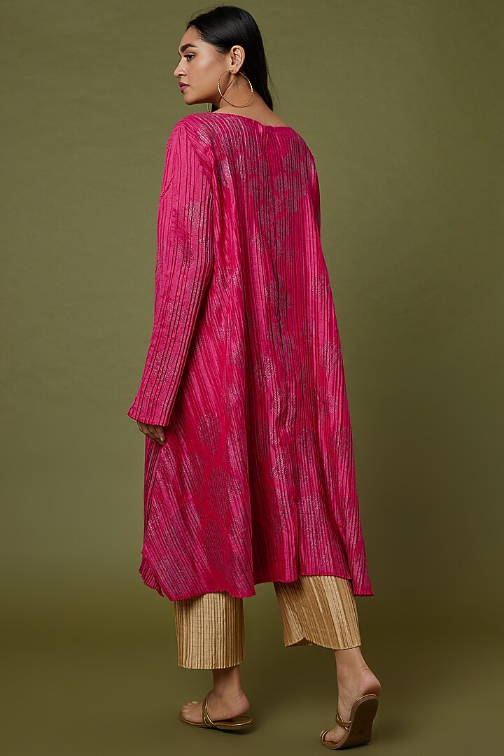 Gold Blocked Printed Pleated Pants by Krishna Mehta at Pernia's Pop Up Shop