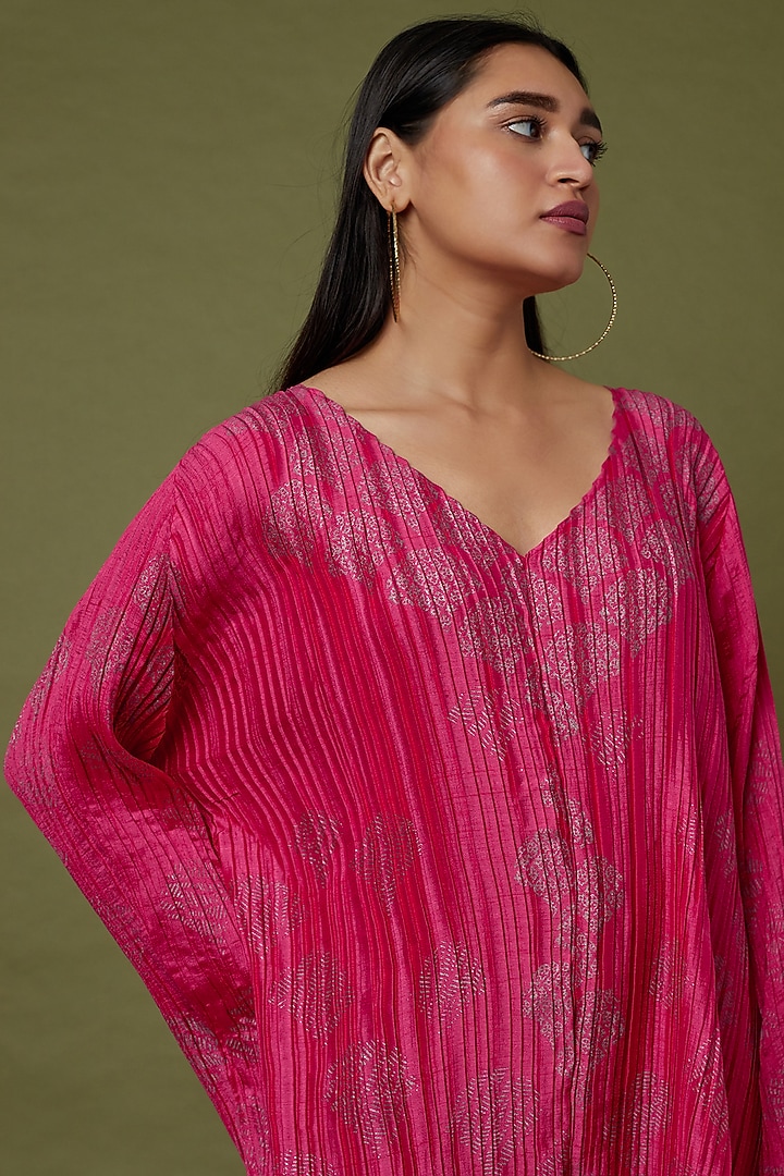 Gold Blocked Printed Pleated Pants by Krishna Mehta at Pernia's Pop Up Shop