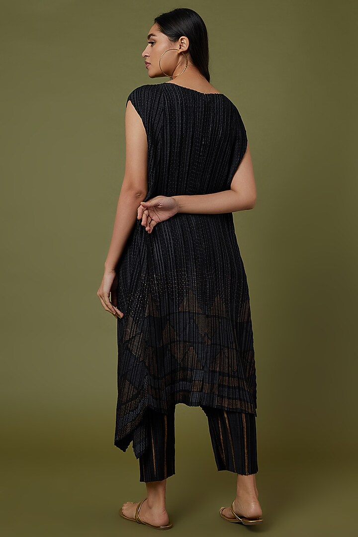 Black Stripe Printed Pants by Krishna Mehta at Pernia's Pop Up Shop