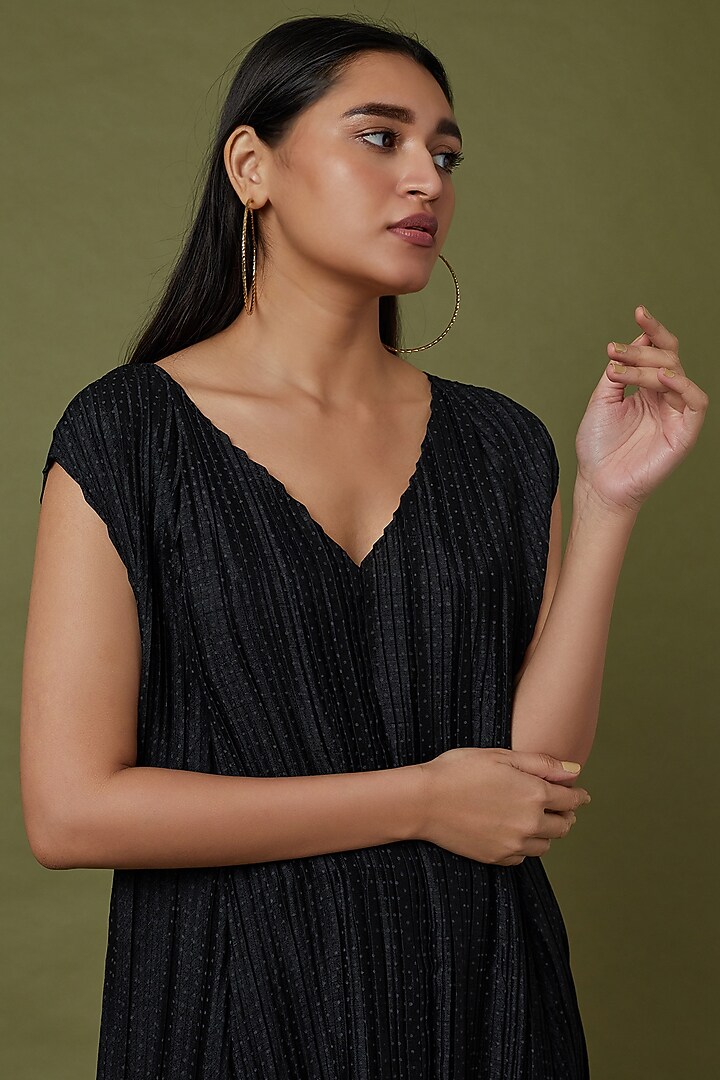 Black Stripe Printed Pants by Krishna Mehta at Pernia's Pop Up Shop