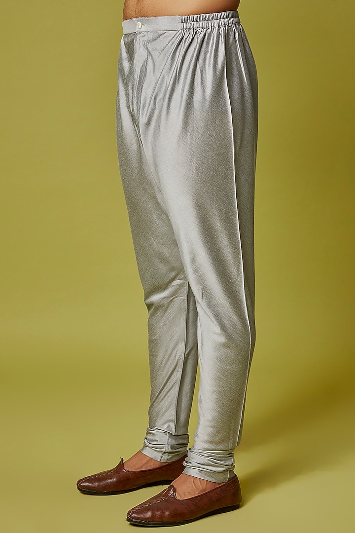 Indigo Tussar Printed & Embroidered Kurta Set by Krishna Mehta Men at Pernia's Pop Up Shop