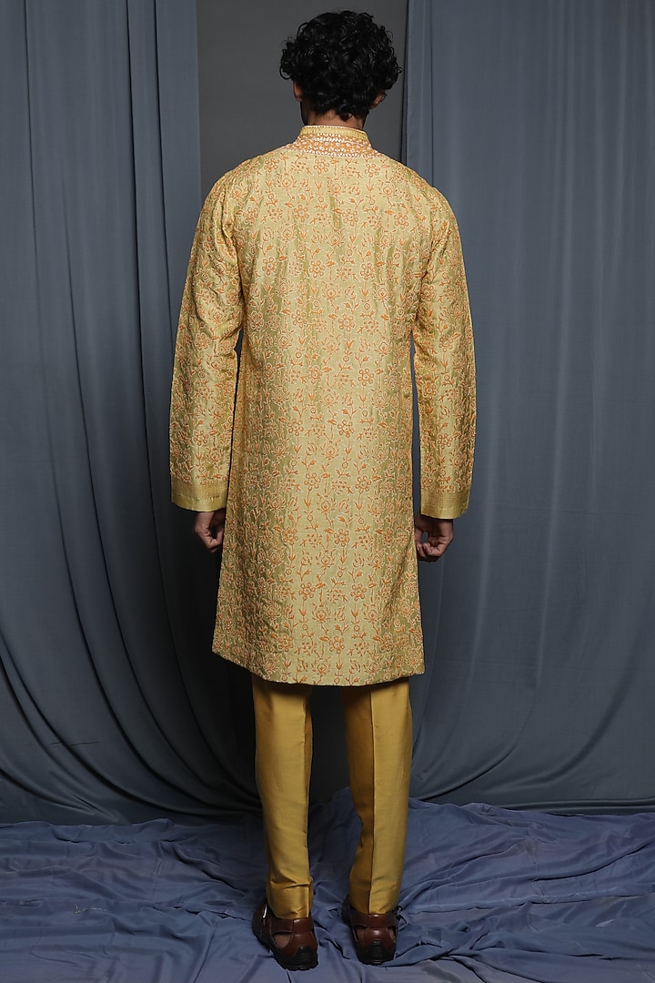 Yellow Tussar Kurta Set