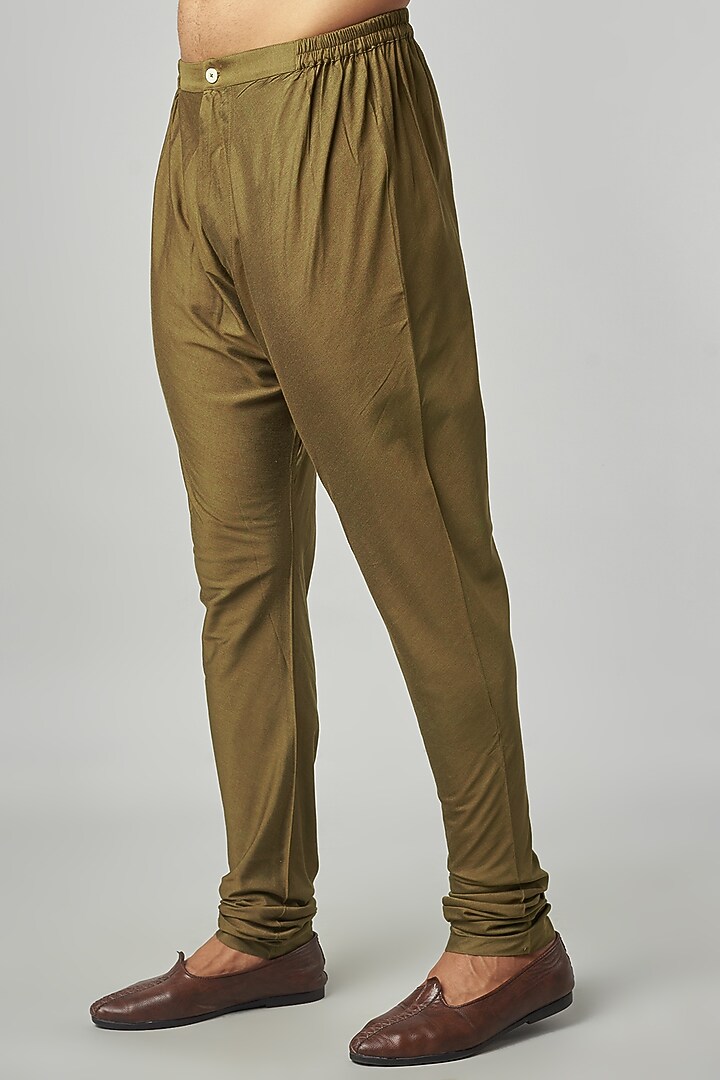 Peach & Brown Tussar Embroidered & Printed Kurta Set by Krishna Mehta Men at Pernia's Pop Up Shop