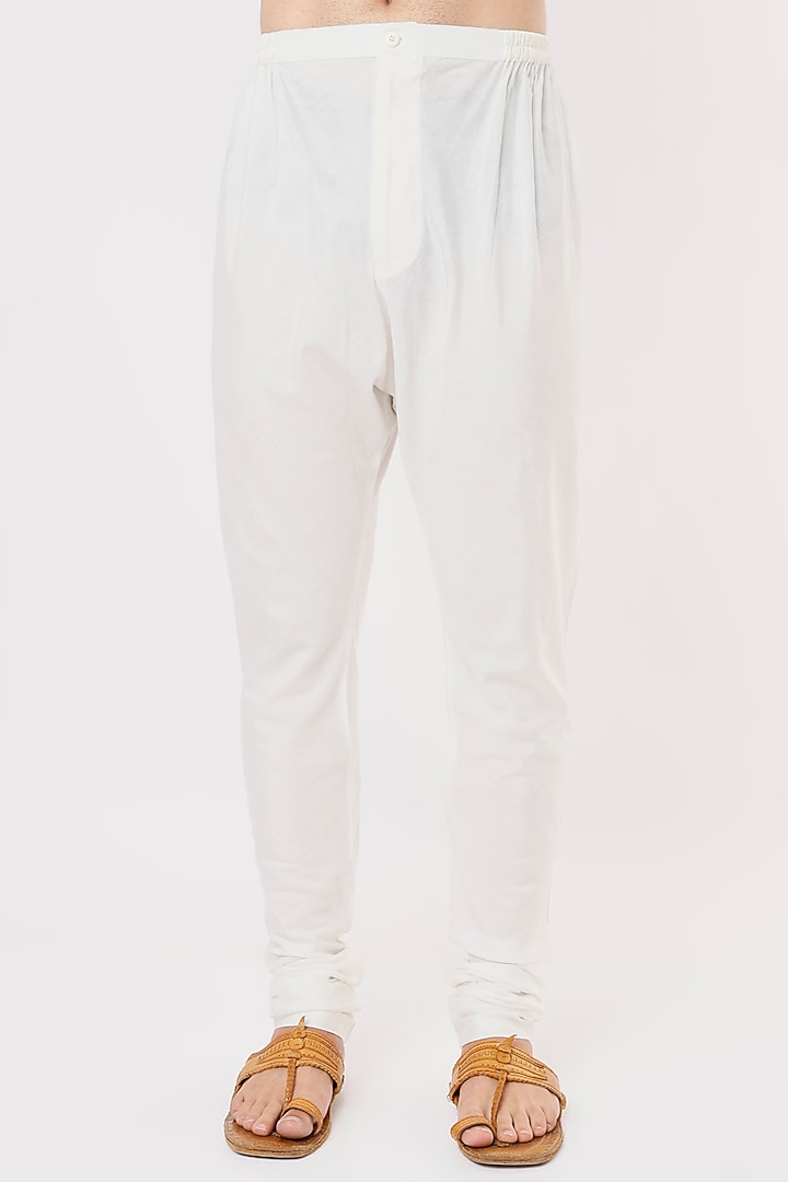 White Tussar Gota Hand Embroidered Kurta Set by Krishna Mehta Men at Pernia's Pop Up Shop