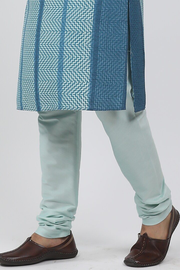 Blue Tussar Tie-Dye Kurta Set by Krishna Mehta Men at Pernia's Pop Up Shop