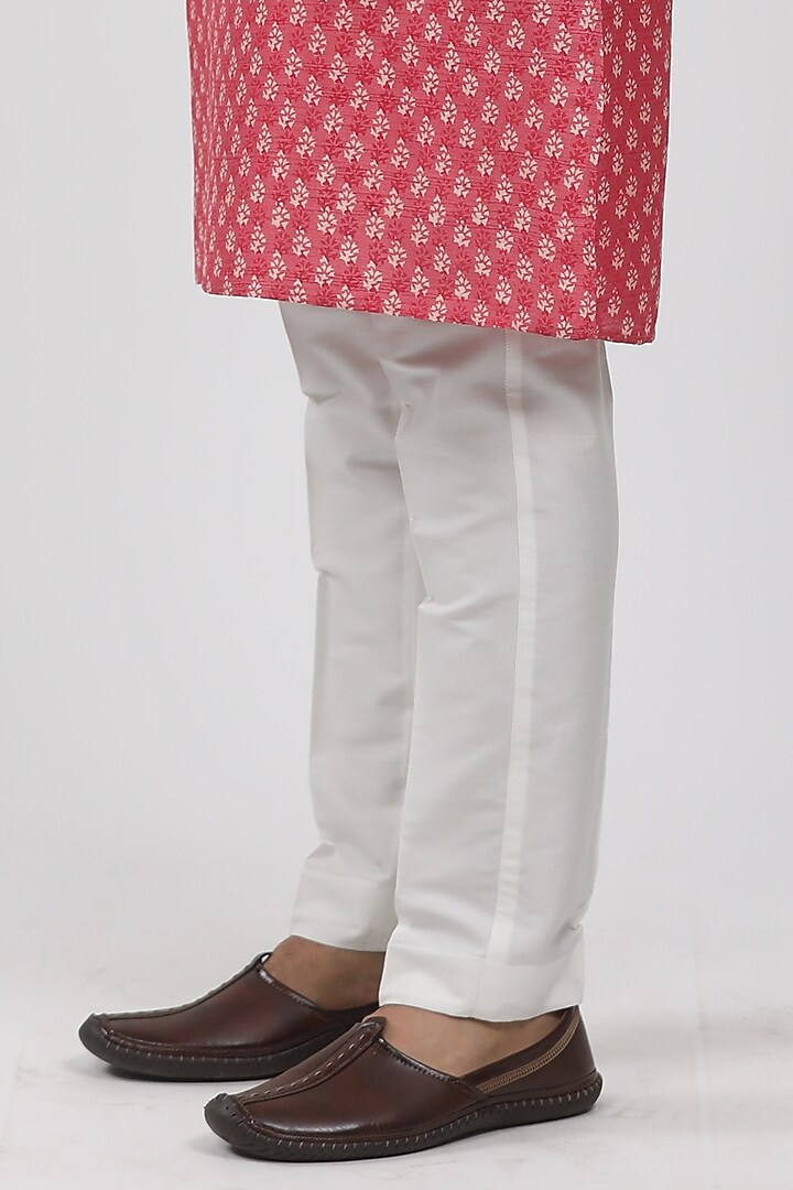 Pink Tussar Hand Block Printed Kurta Set by Krishna Mehta Men at Pernia's Pop Up Shop