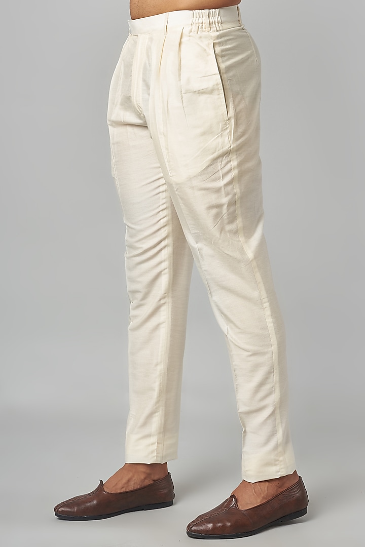 Olive Grey Tussar Embroidered Kurta Set by Krishna Mehta Men at Pernia's Pop Up Shop