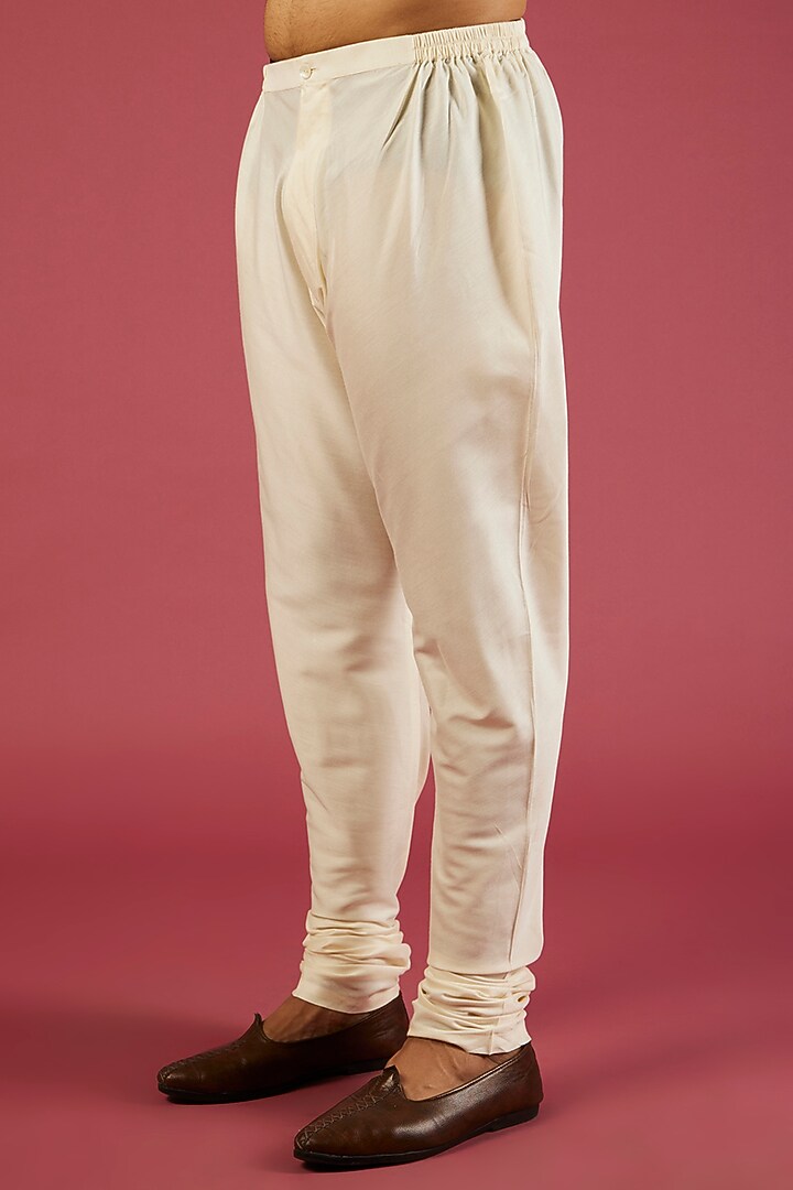Peach Tussar Floral Printed & Thread Embroidered Kurta Set by Krishna Mehta Men at Pernia's Pop Up Shop