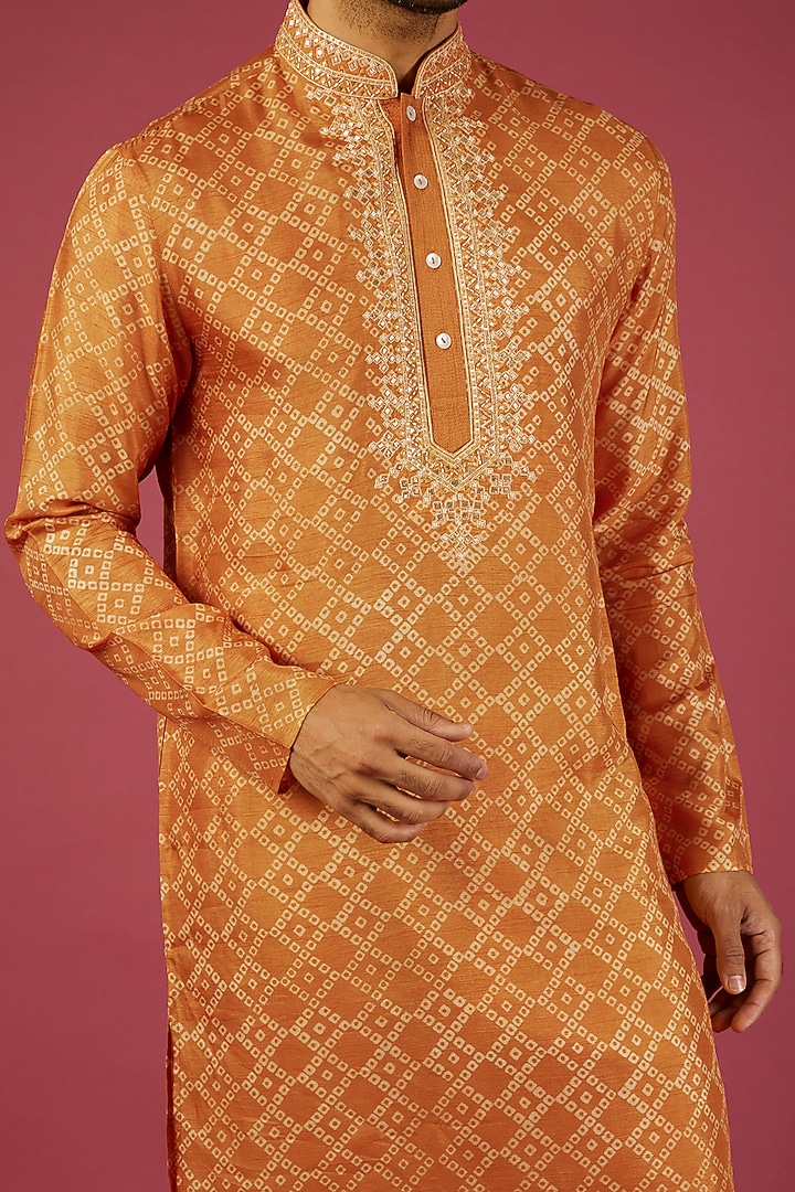 Pastel Yellow Georgette Sequin Embellished Kurta Set by Krishna Mehta Men at Pernia's Pop Up Shop
