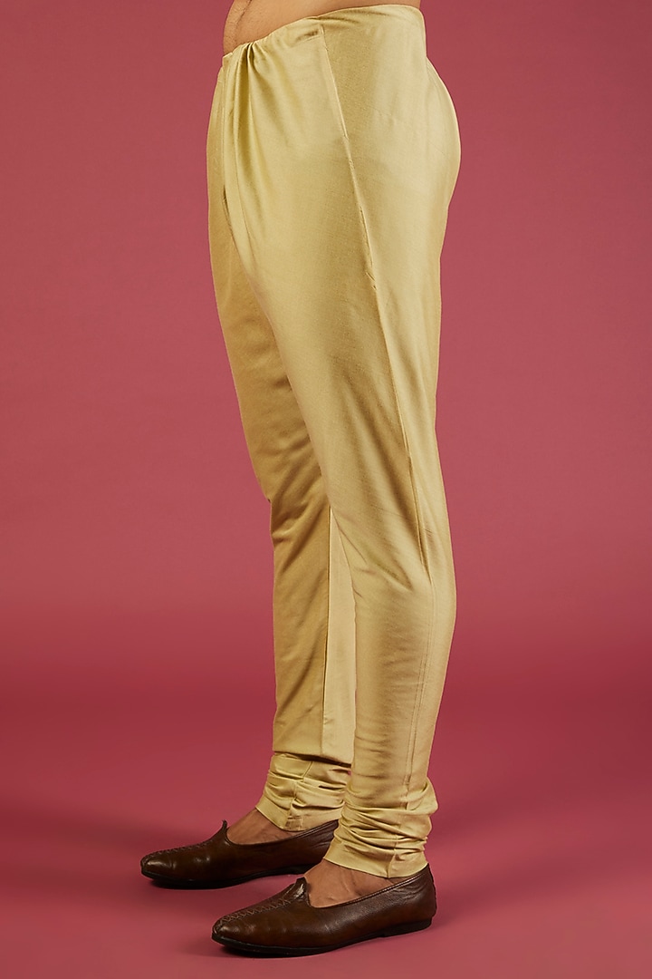 Pastel Yellow Georgette Sequin Embellished Kurta Set by Krishna Mehta Men at Pernia's Pop Up Shop