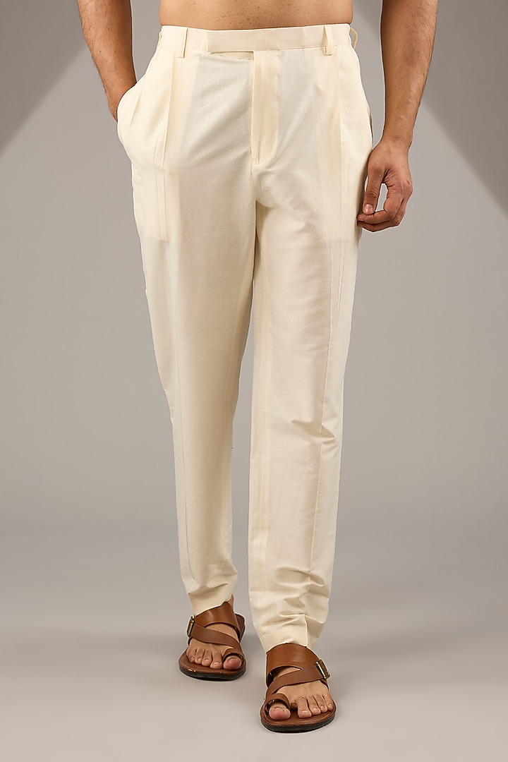Brown Raw Silk Block Printed Short Kurta Set by Krishna Mehta Men at Pernia's Pop Up Shop