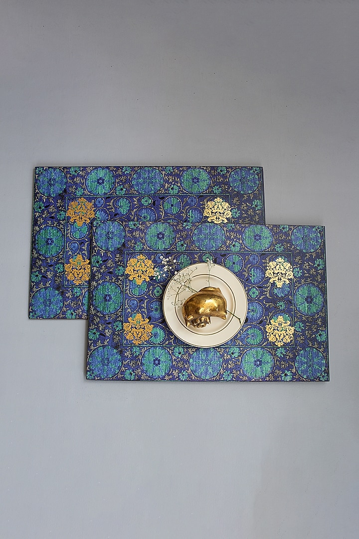 Blue Handcrafted Vamika Table Placement Mats (Set of 6) by Karo