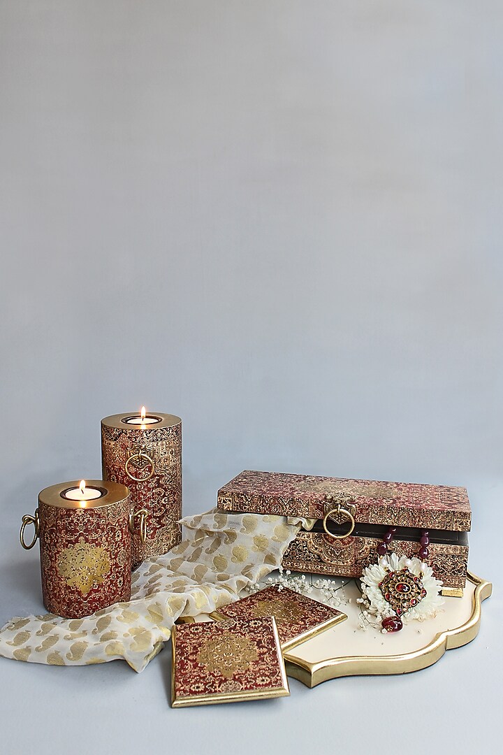 Brown Handcrafted Parijat Coasters (Set of 6) by Karo