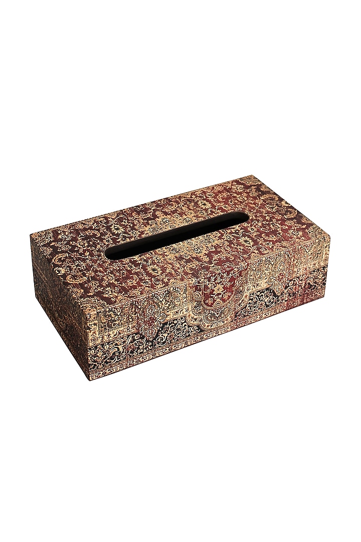 Brown Handcrafted Parijat Tissue Box by Karo