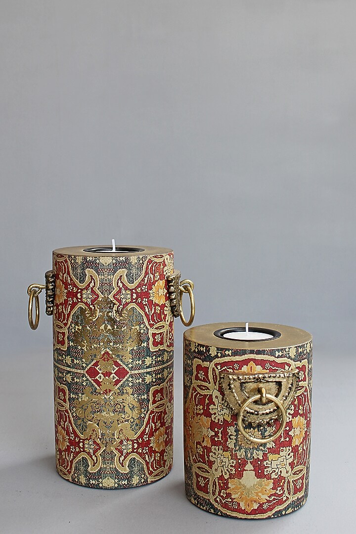 Brown Handcrafted persia Pillar Candle Holders (Set of 2) by Karo at Pernia's Pop Up Shop