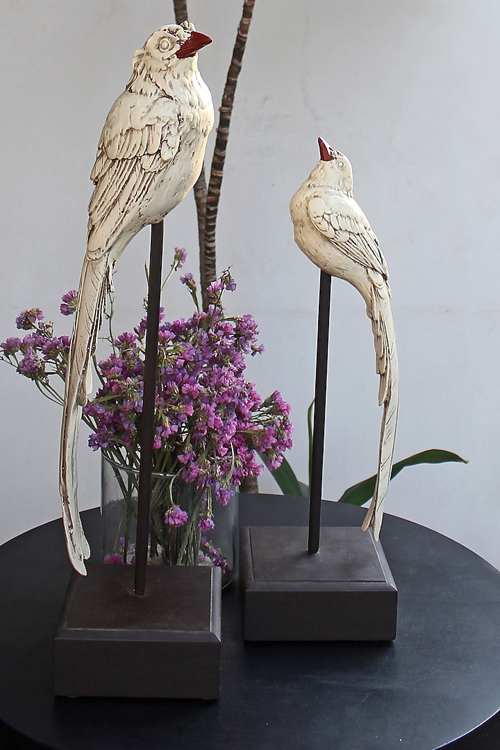 White Handcrafted Bird Sculpture Showpieces by Karo