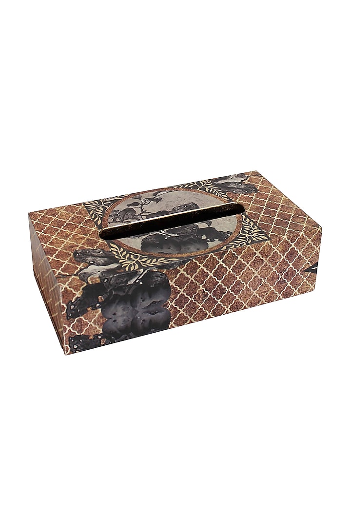 Brown Aafreen Wooden Tissue Box by Karo