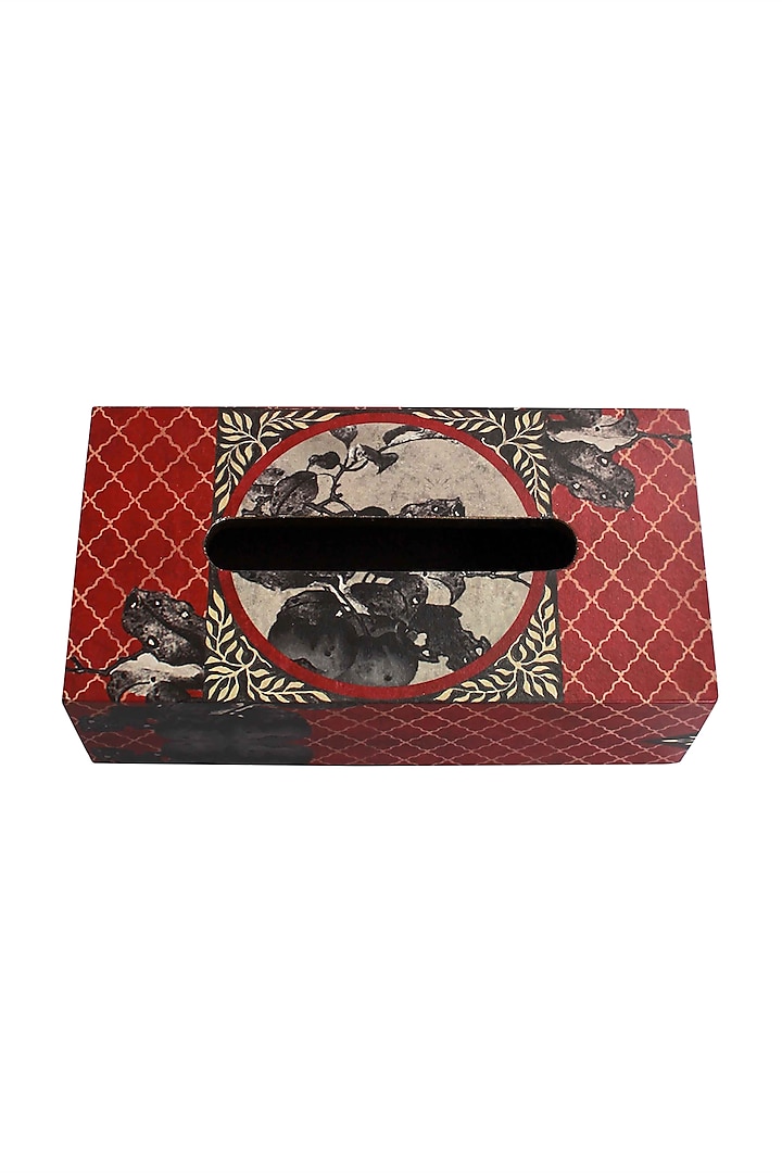 Aafreen Wooden Tissue Box In Red by Karo
