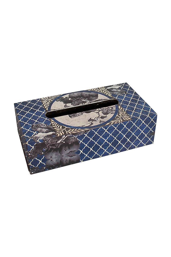 Blue Wooden Aafreen TIssue Box by Karo