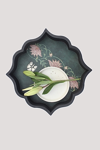 Dark Green MDF Handcrafted Platter by Karo
