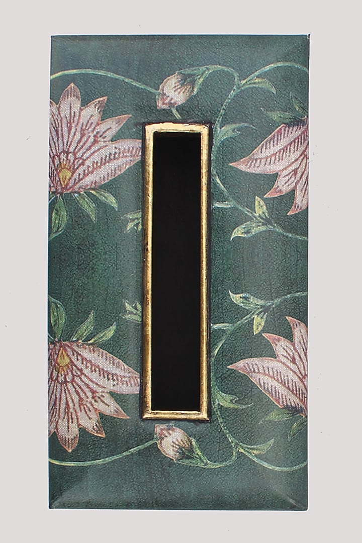 Dark Green MDF Lotus Print Handcrafted Tissue Box by Karo at Pernia's Pop Up Shop