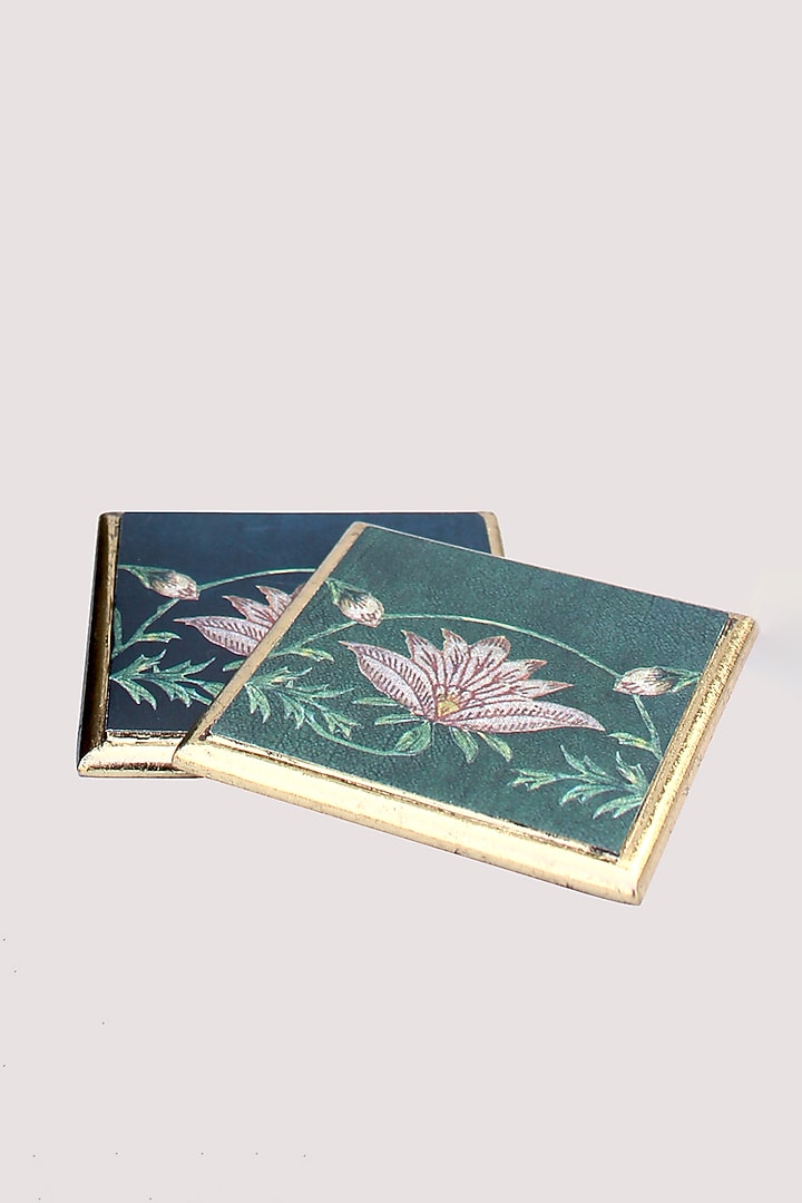 Dark Green MDF Handcrafted Coaster Set by Karo at Pernia's Pop Up Shop
