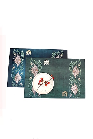 Dark Green MDF Handcrafted Placemat Set by Karo