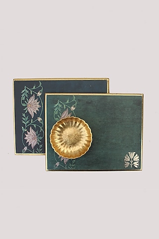 Dark Green MDF Handcrafted Trivet set by Karo