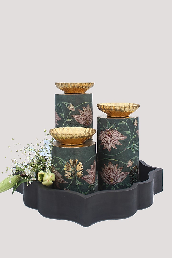 Dark Green Woods & Resin Handcrafted Candle Holder by Karo at Pernia's Pop Up Shop