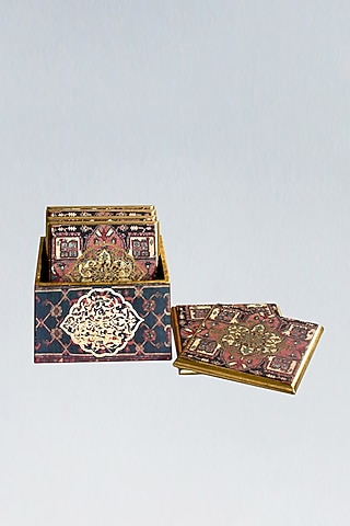 Multi-Colored MDF Handcrafted Coaster set by Karo