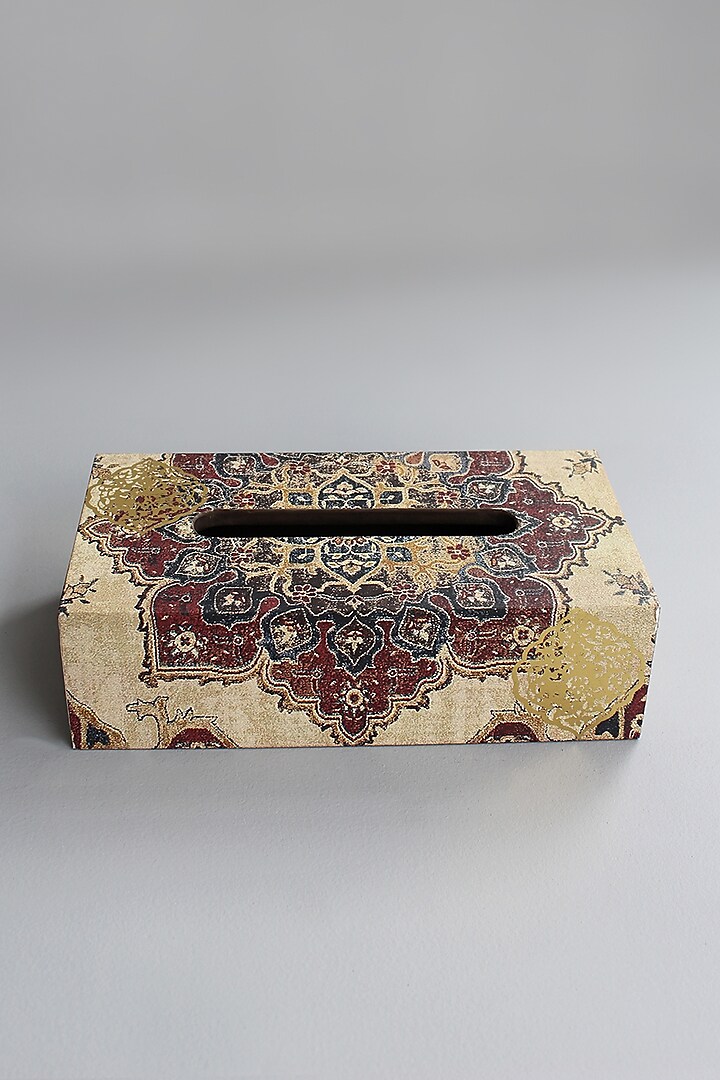 Ivory Tissue Box With Intricate Design by Karo