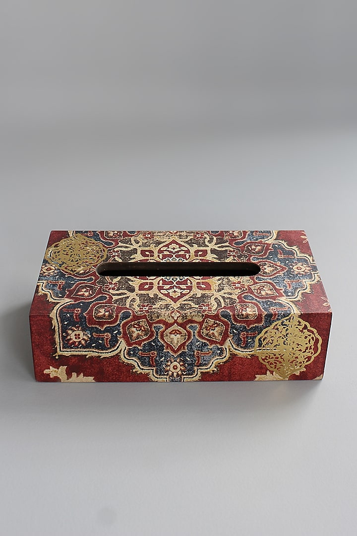 Maroon Wooden Tissue Box by Karo