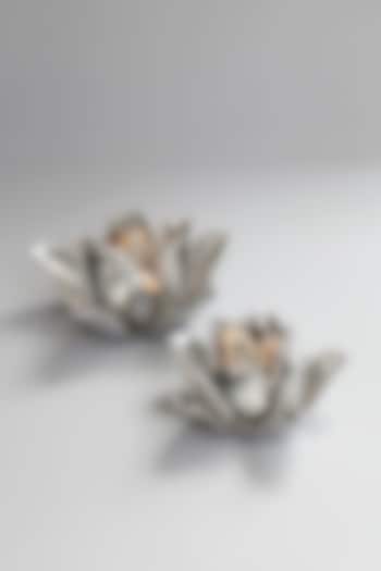Silver Lotus Candle Holders (Set of 2) by Karo