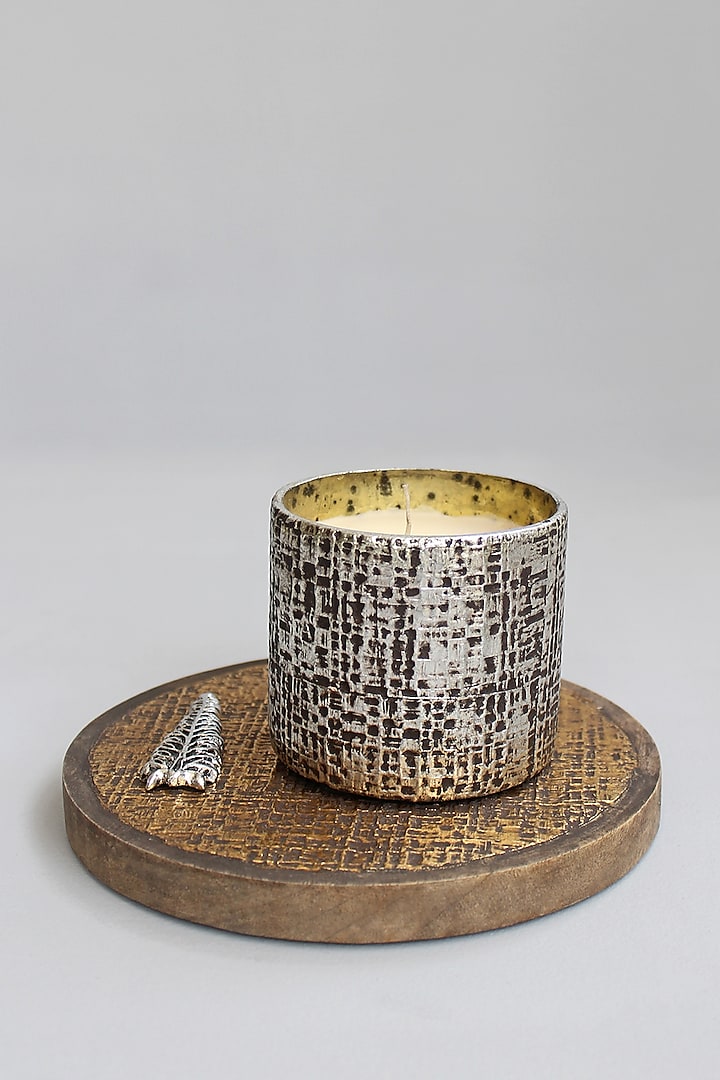 Gold & Silver Handcrafted Candle Votive With Tray by Karo