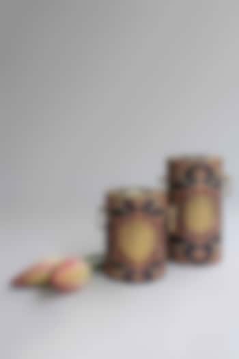 Multicolored Harbour Blue Pillar Candle Holder Set by Karo at Pernia's Pop Up Shop