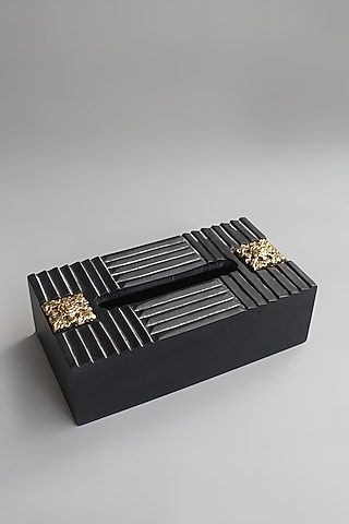Black Handcrafted Tissue Box by Karo