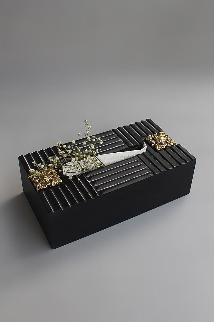 Black Handcrafted Tissue Box by Karo at Pernia's Pop Up Shop