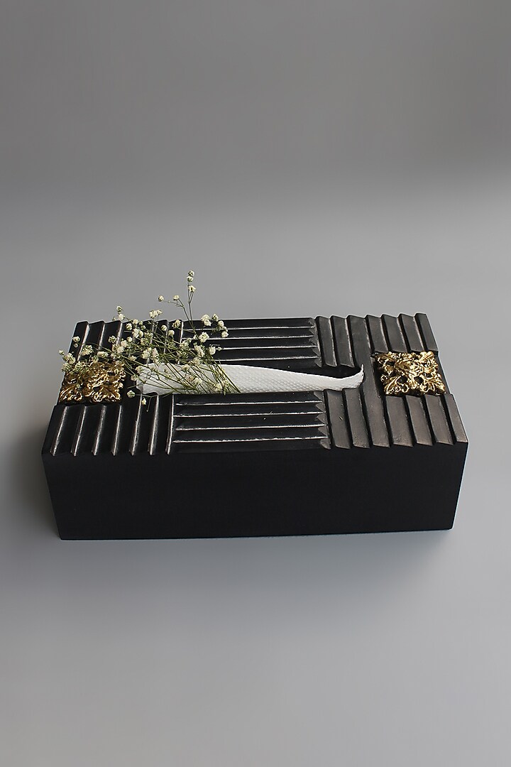 Black Handcrafted Tissue Box by Karo at Pernia's Pop Up Shop