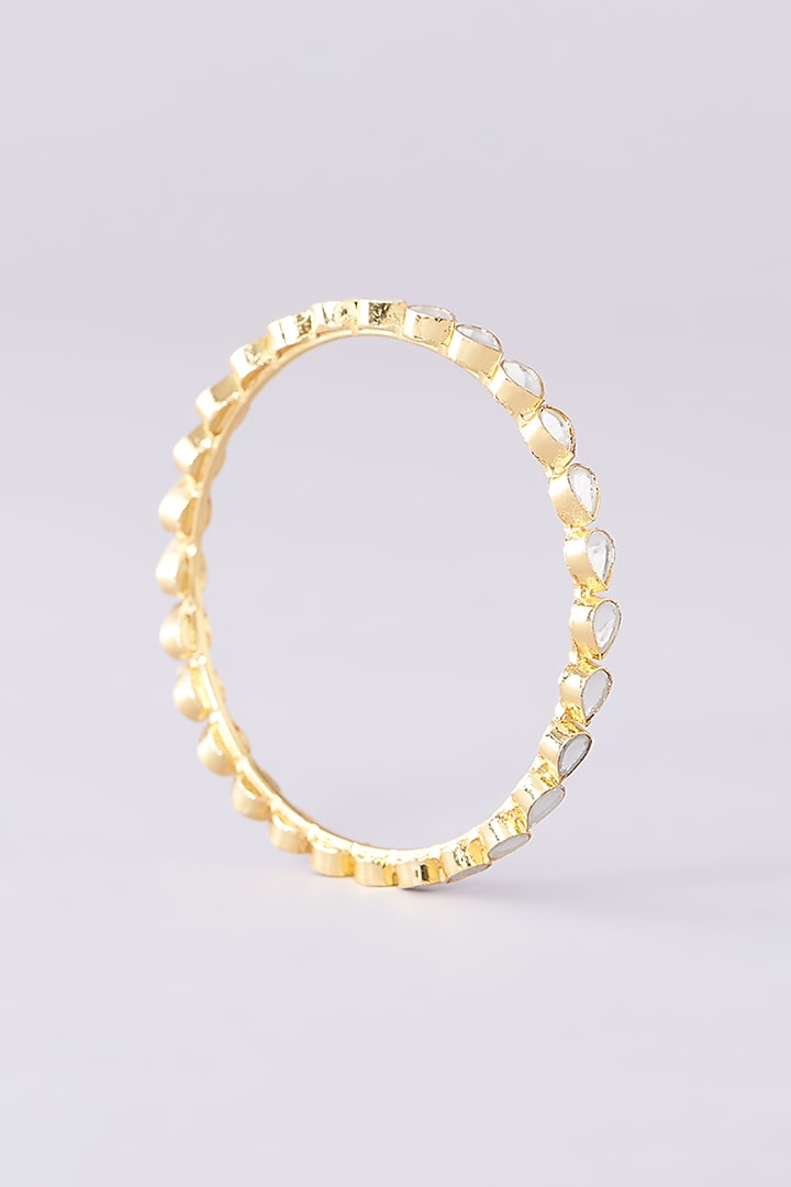 Gold Finish Kundan Polki Bangles (Set of 4) by Kreart at Pernia's Pop Up Shop