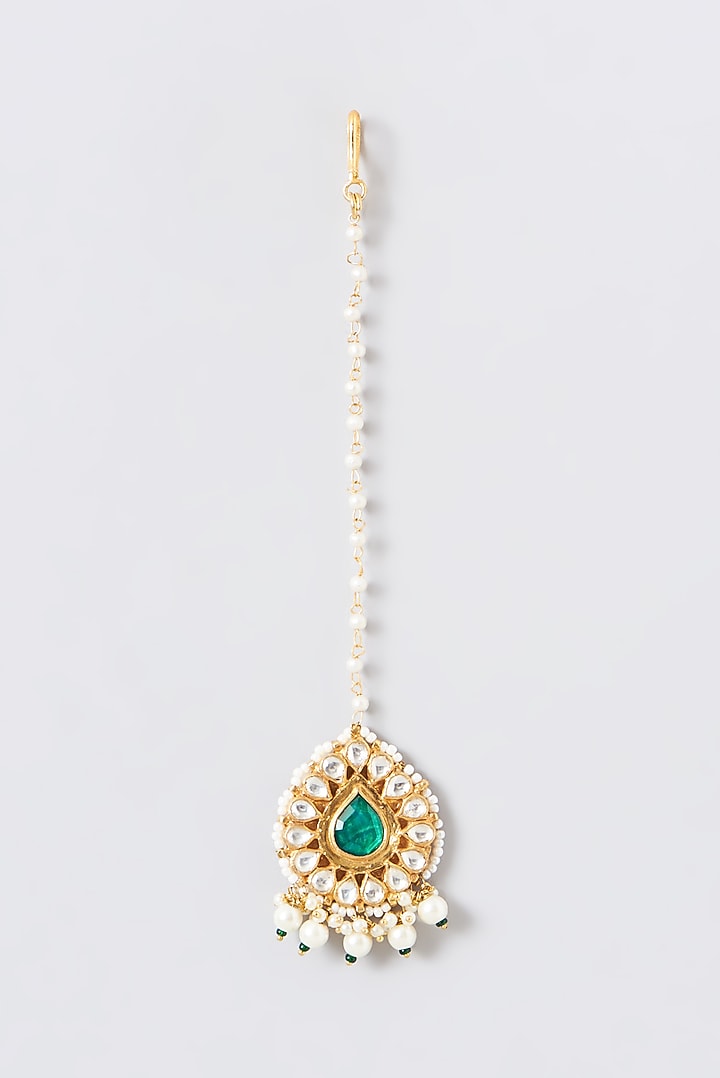 Gold Finish Multi-Colored Kundan Polki Long Necklace Set by Kreart at Pernia's Pop Up Shop