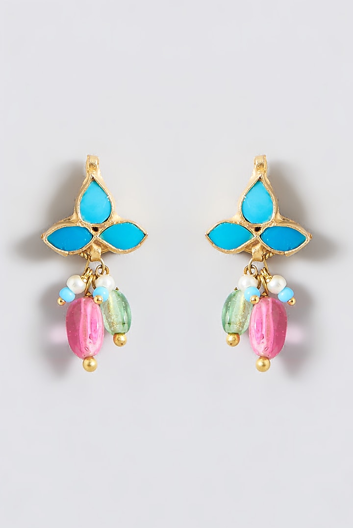 Gold Finish Multi-Colored Kundan Polki Choker Necklace Set by Kreart at Pernia's Pop Up Shop